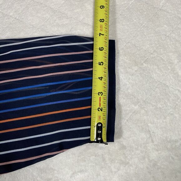 Attention Women's Plus Sz 3X Black Sheer Button Down Top Stripes Artsy Unique - Picture 7 of 9